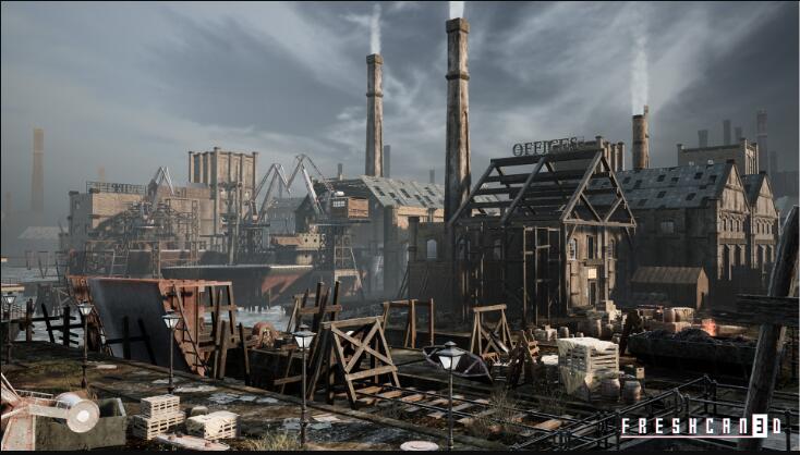 Unreal Engine - Old Industrial City and Shipyard with Factory Interiors v4.26