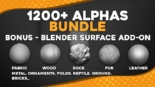 1200+ Alphas Bundle for ZBrush, Bledner. Surface Add-on for Blender